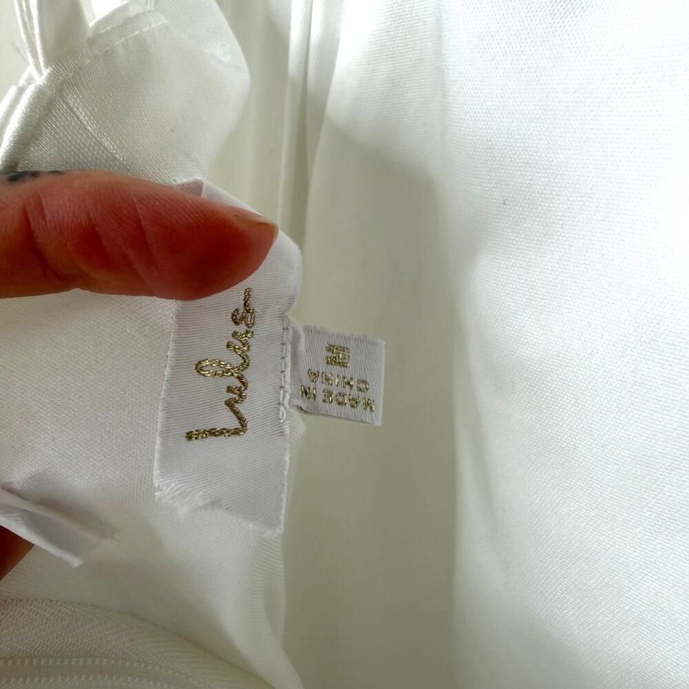Lulus Luxe Bridal NWOT Bria White Satin Basque Waist Maxi Wedding Dress Medium - Picture 8 of 9